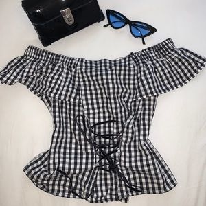 cute gingham strapless top